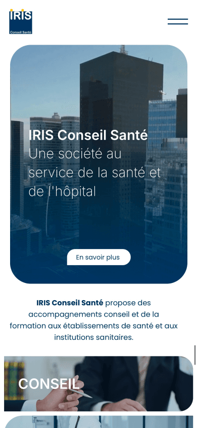 Site IRIS Conseil Santé en version mobile responsive